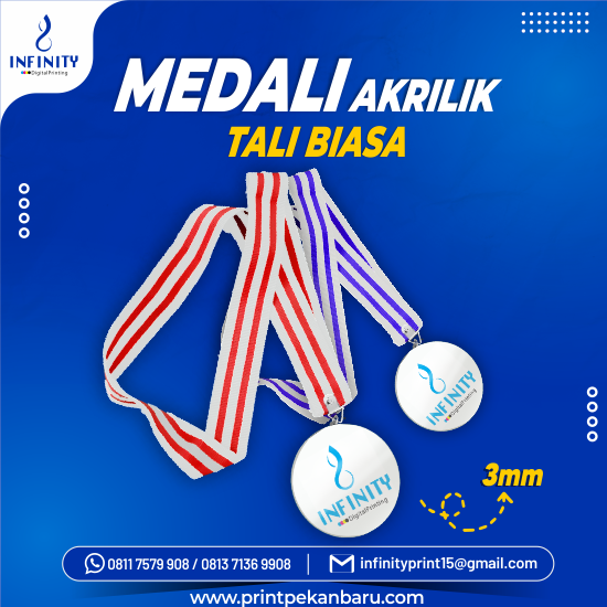 Medali Akrilik 3 mm + Tali Biasa